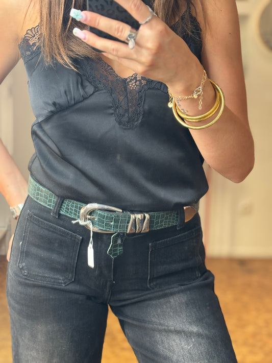 Ceinture vert croco