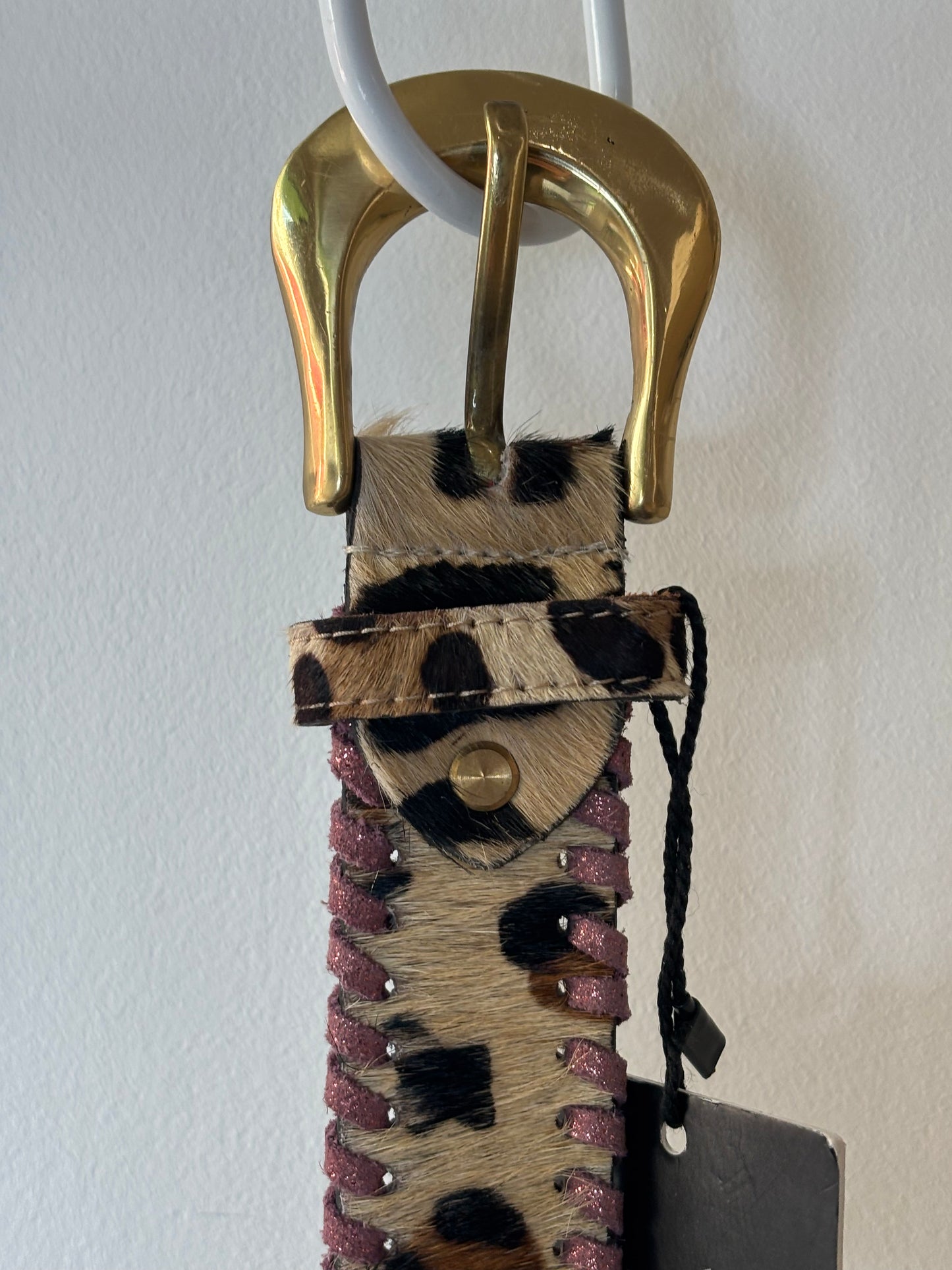 Ceinture léopard rose